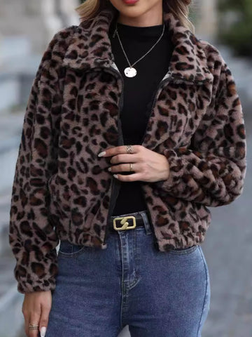 Leopard Zip Up Jacket