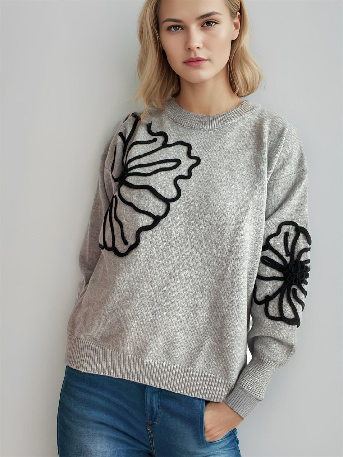 Flower Long Sleeve Sweater