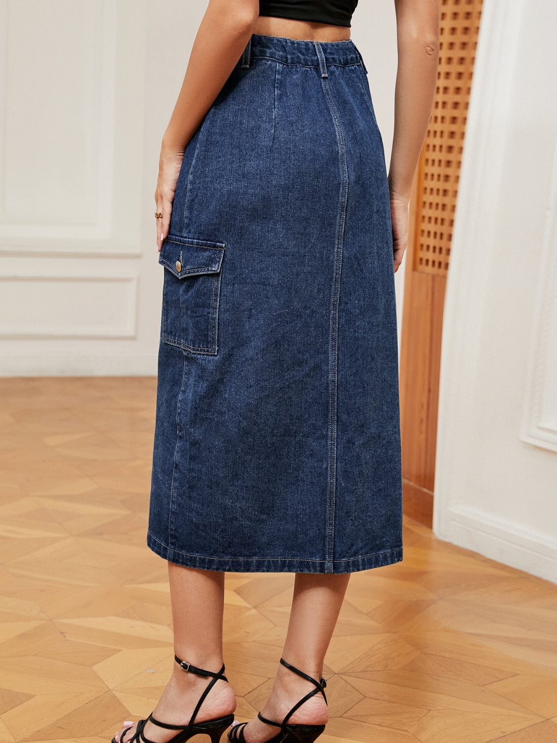 Indigo Essence Button Down Denim Skirt