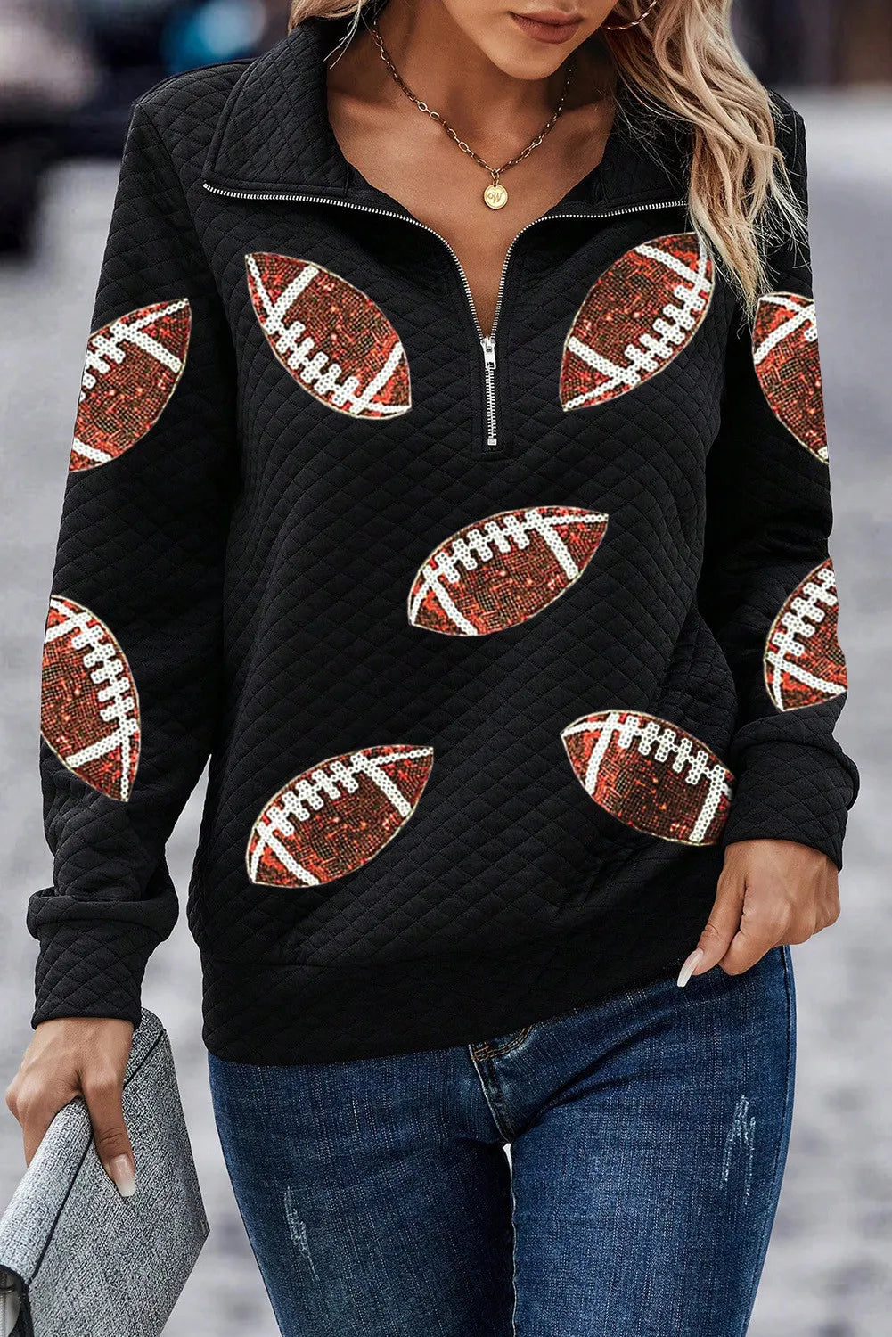 Kick-Off Sequin Football Sweatshirt