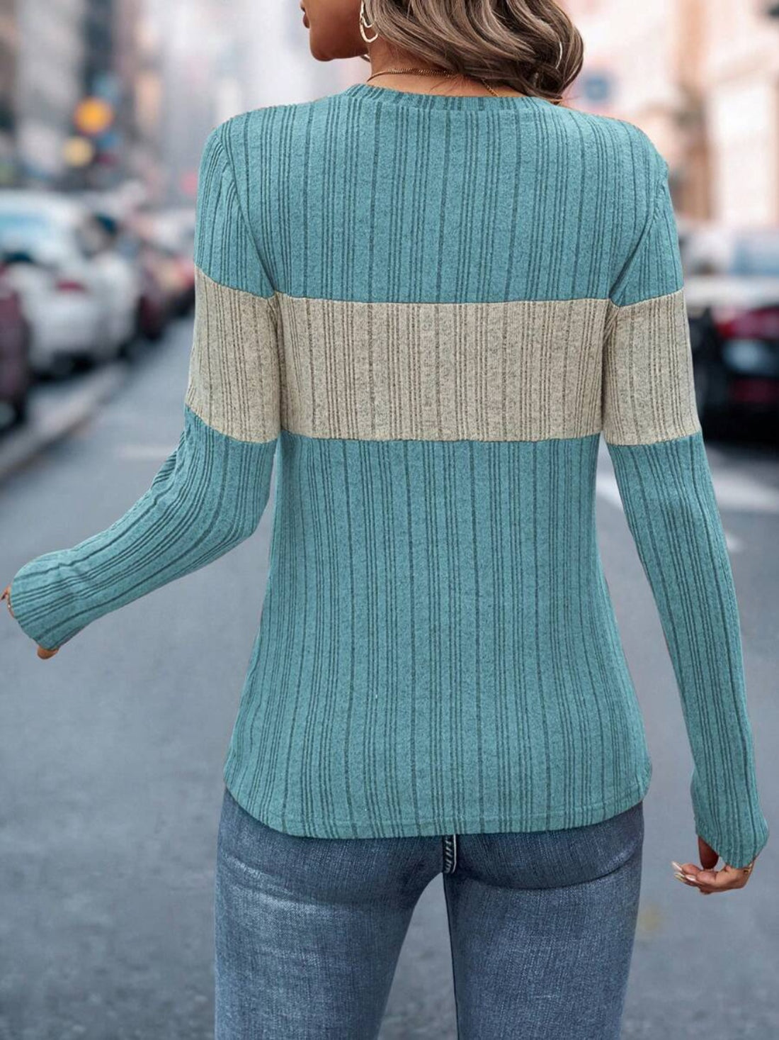 Dream Girl Color Block Long Sleeve Top