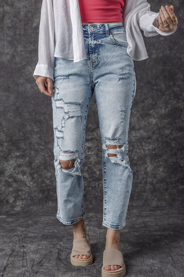 Distressed & Deconstructed High Waist Jeans