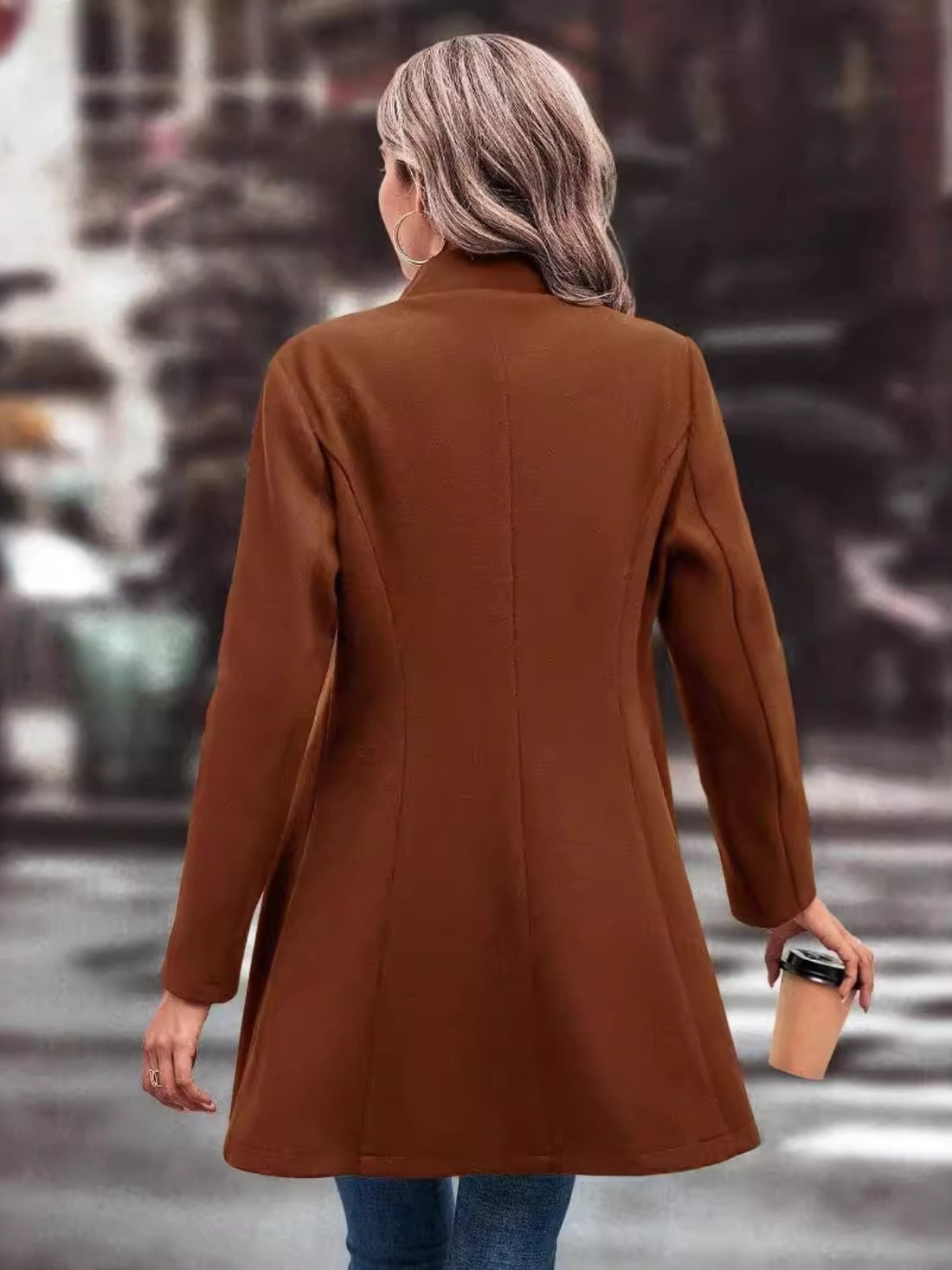 High-Class Long Sleeve Longline Coat