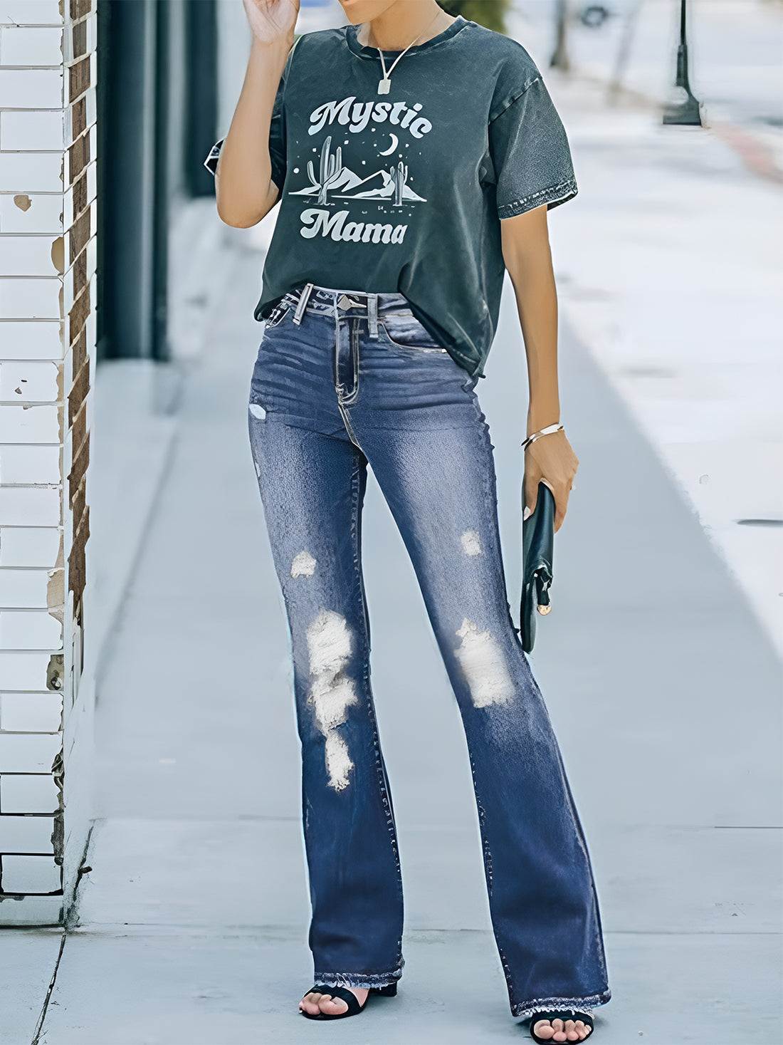 So Intrigued Distressed Bootcut Jeans
