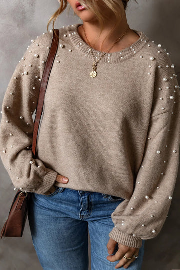 Plus Size Pearl Long Sleeve Sweater