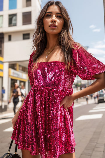 Luxe Sequin Balloon Sleeve Romper