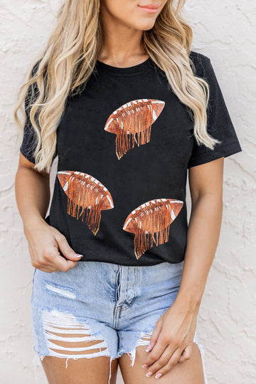 Sequin Football Short Sleeve T-Shirt