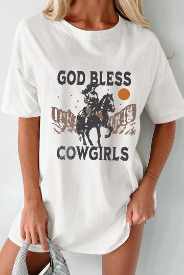 God Bless Cowgirls Graphic Oversize T-Shirt
