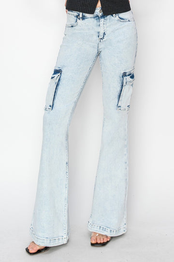 RISEN Luxe Cargo Flare Jeans