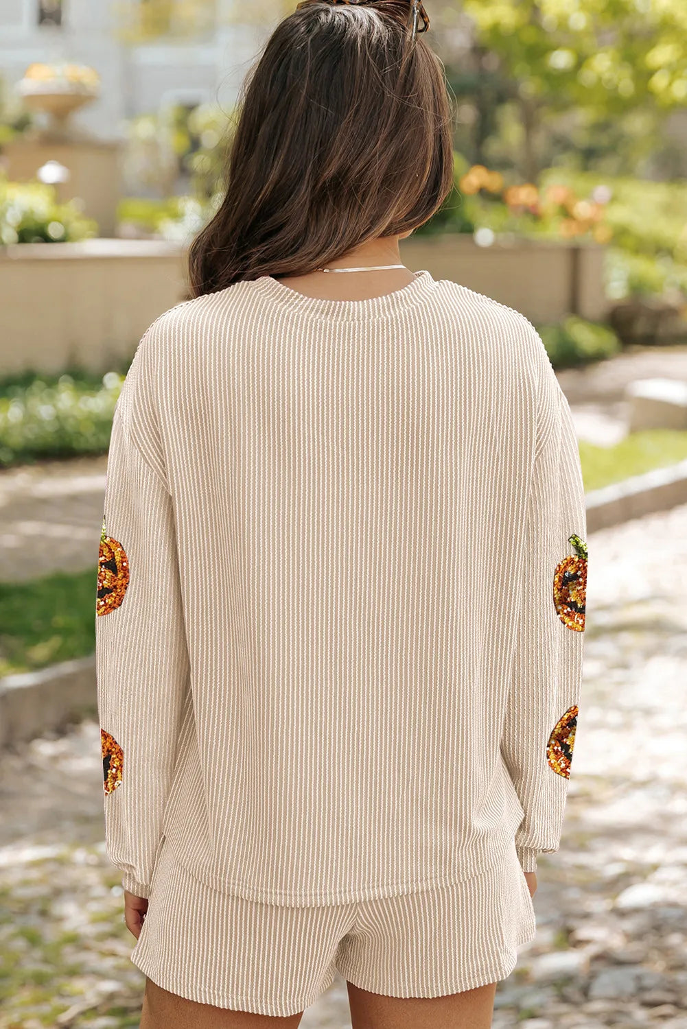 Happy Pumpkin Sequin Top and Shorts Set