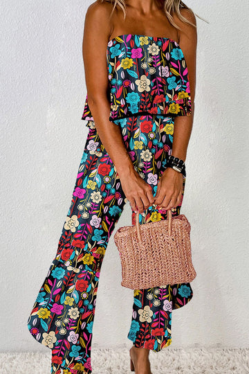 Girls Girl Printed Tube Wide Leg Jumpsuit