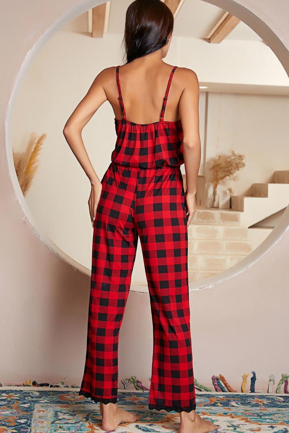 Emery Plaid Lace Jumpsuit