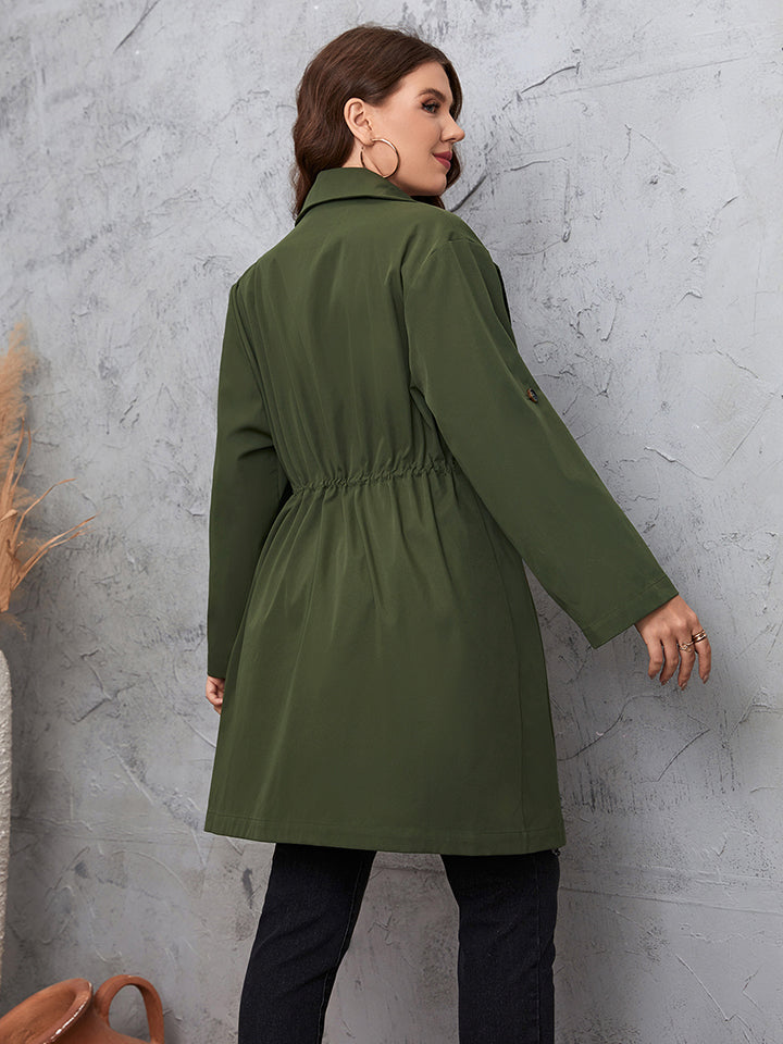 Honey Plus Size Lapel Sleeve Trench Coat