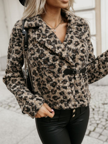 Fuzzy Animal Print Coat