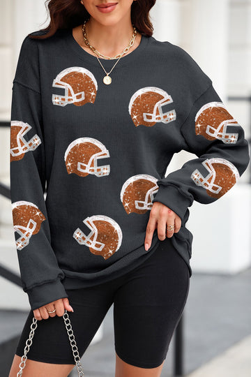 Sequin Helmet Long Sleeve Sweatshirt
