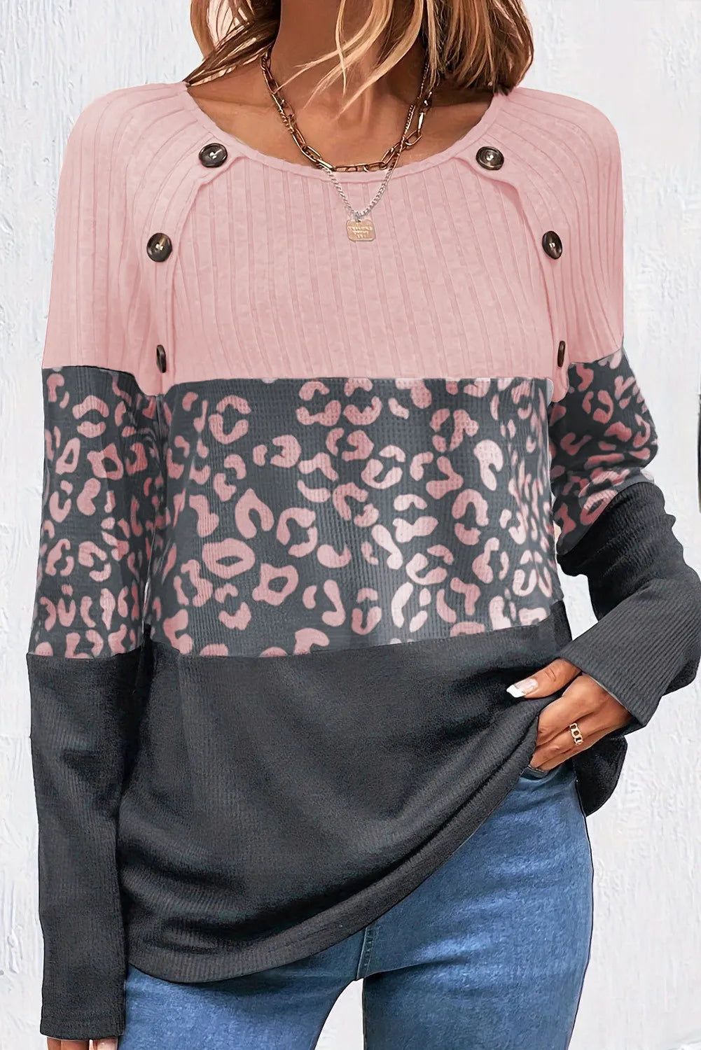 Leopard Flair Long Sleeve Top