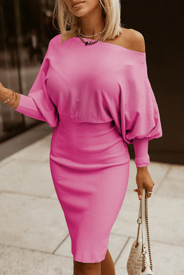 Cotton Candy Lantern Sleeve Sweater Dress