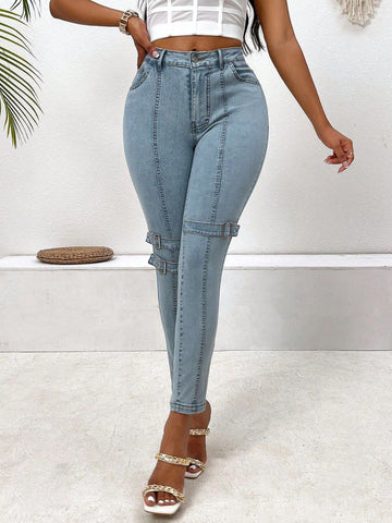 Decorative Dee Buckle Skinny Jeans