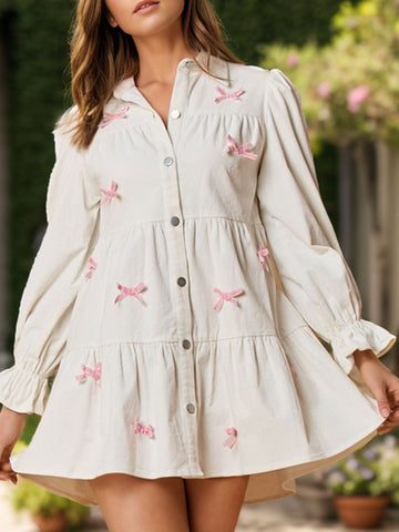 Bow-Kissed Flare Mini Dress