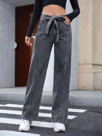Lola Tied Straight Leg Jeans