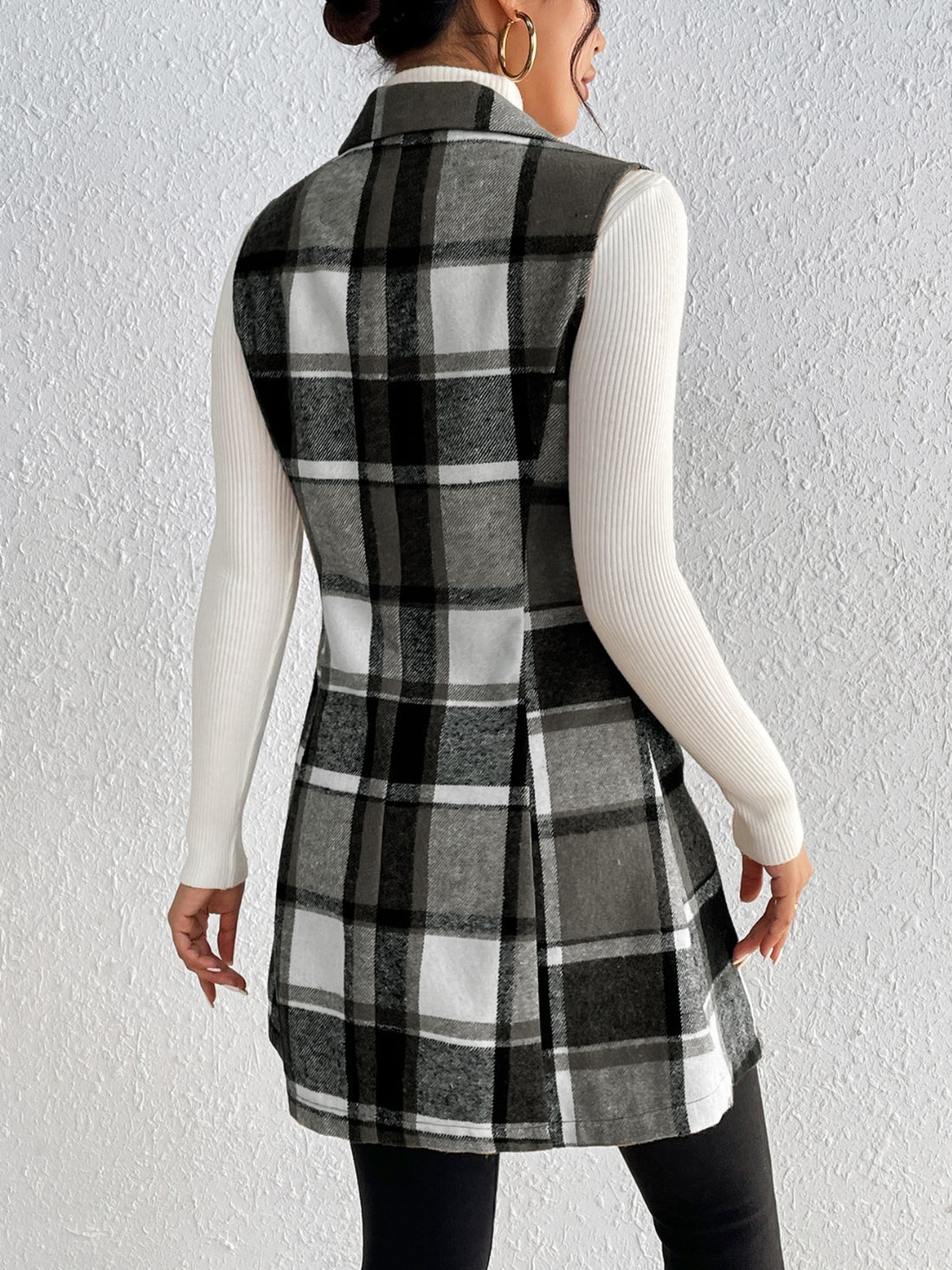 Hannah Plaid Button Up Vest