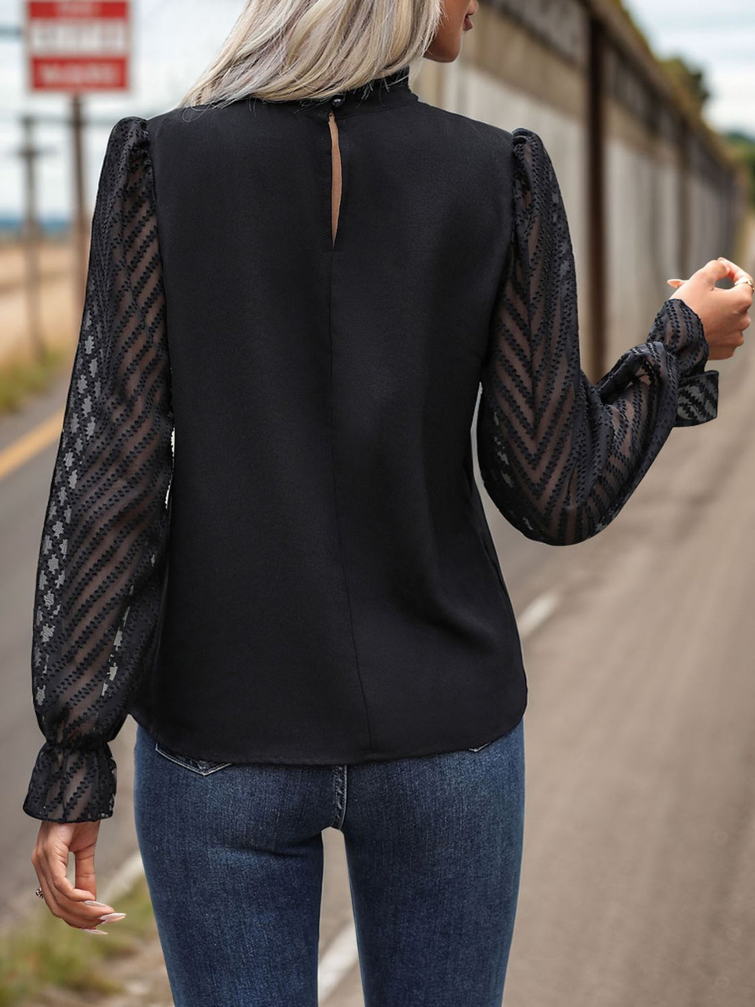 Trendy Tiered Mock Blouse