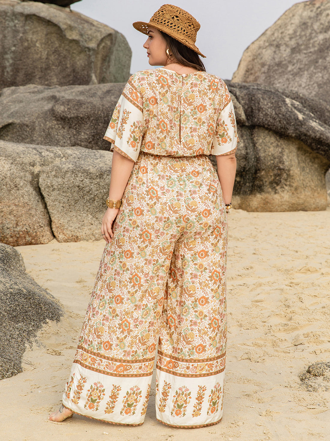 Floral Plus-Size Wide Leg Jumpsuit