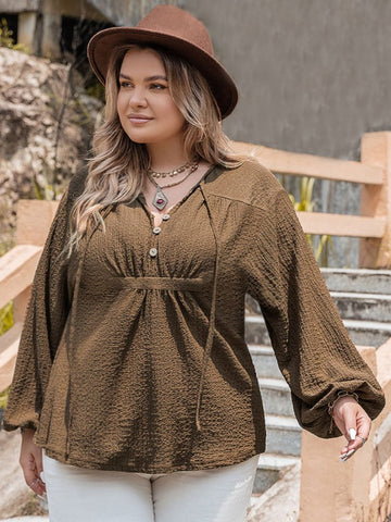Plus Size Sophisticated Tie Blouse