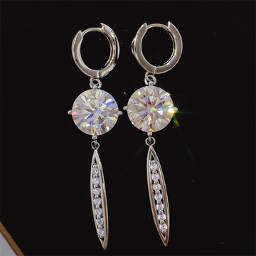10 Carat Moissanite Silver Earrings