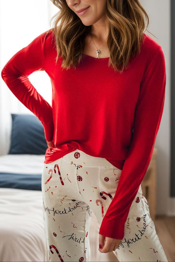 CANDY CANE Long Sleeve Top and Pants Lounge Set