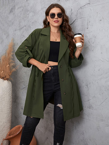 Honey Plus Size Lapel Sleeve Trench Coat