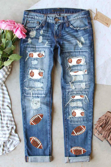Touchdown Threads Distressed Jeans