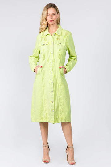 American Bazi Luxe Button Up Distressed Denim Dress