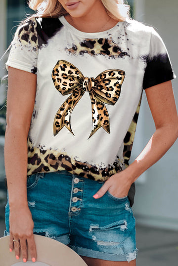 Bow Graphic Leopard T-Shirt