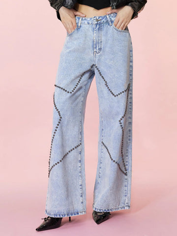 Studded Star Flare Jeans