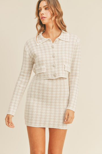 MABLE Luxe Cropped Knit Cardigan & Mini Skirt Set