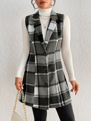 Hannah Plaid Button Up Vest