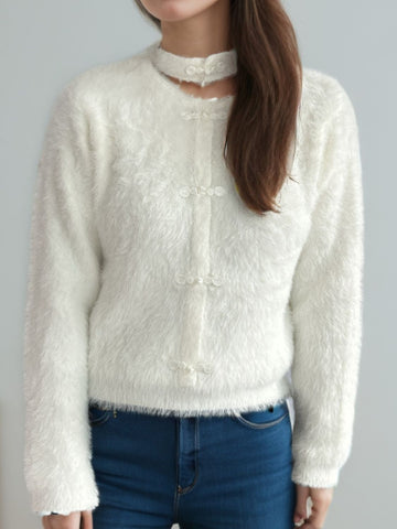 Knot Button Long Sleeve Cardigan