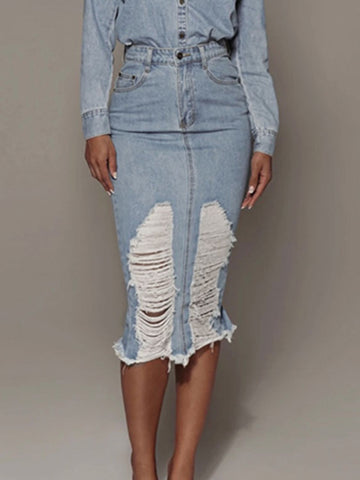 Slit Denim Skirt