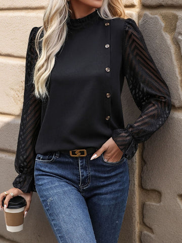 Trendy Tiered Mock Blouse