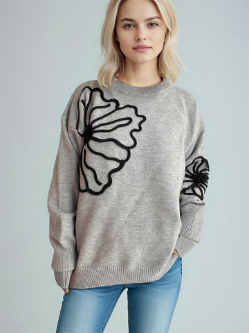 Flower Long Sleeve Sweater