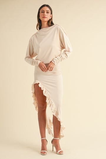Mable Luxe Backless Asymmetric Ruffle Dress