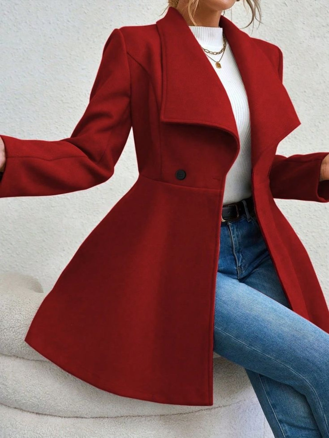 Classy Button Up Long Sleeve Coat
