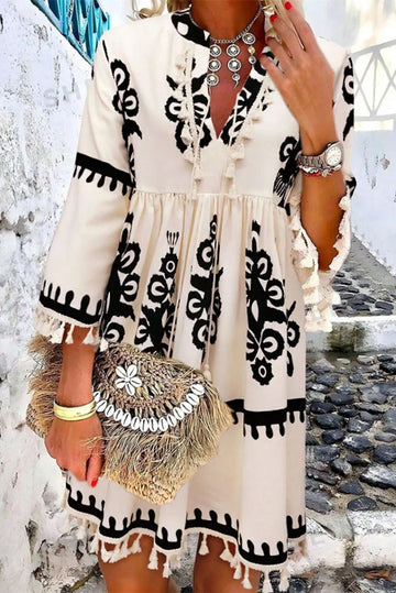 Rizza Tassel Printed Mini Dress