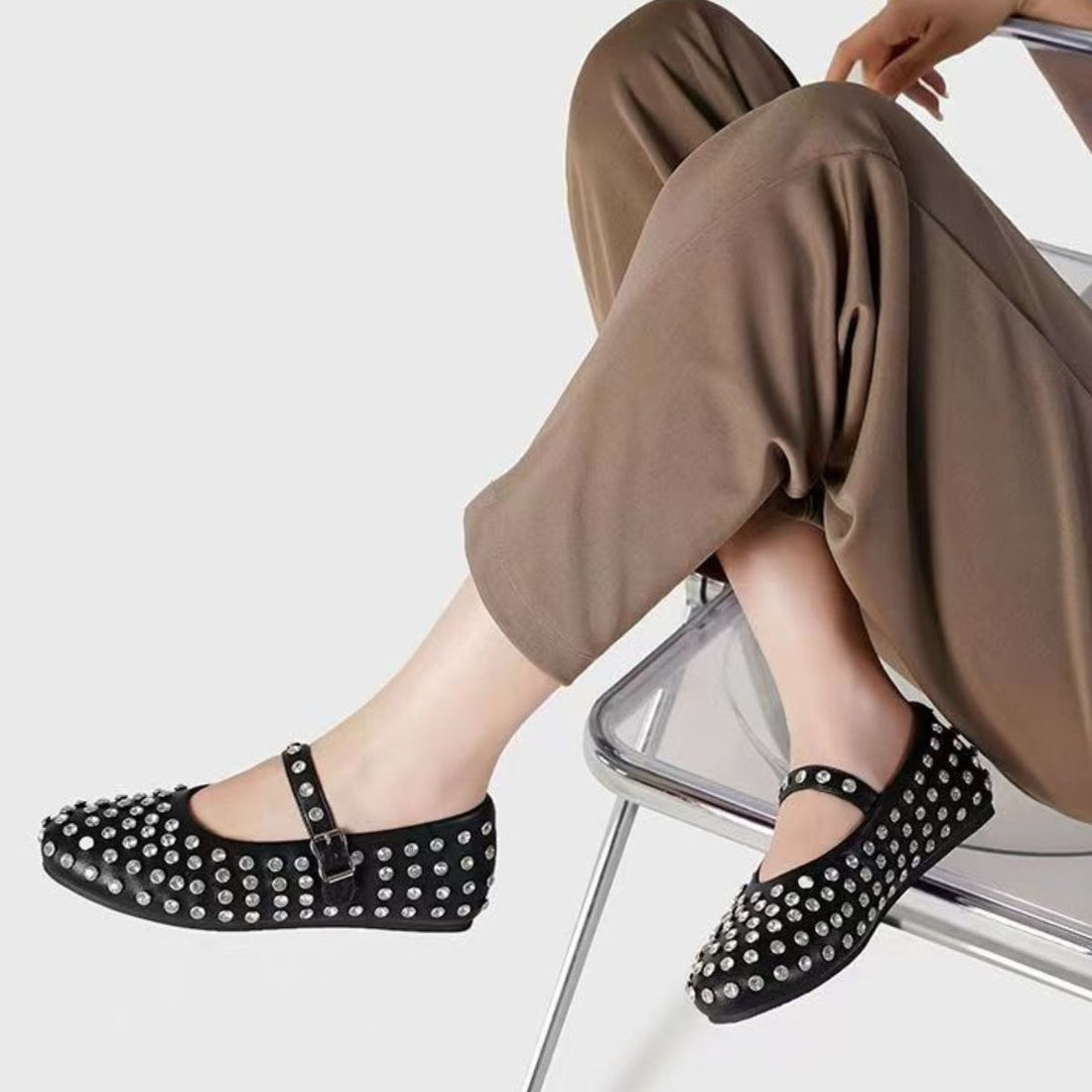 Luxe PU Leather Studded Flat Loafers