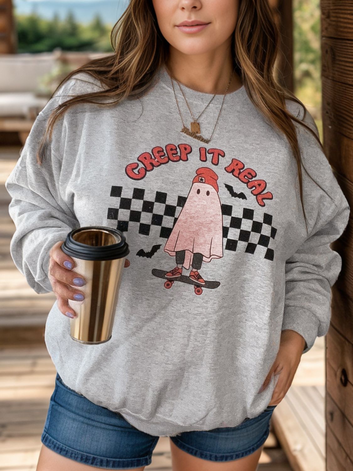 Creep It Real Plus Size Graphic Sweatshirt