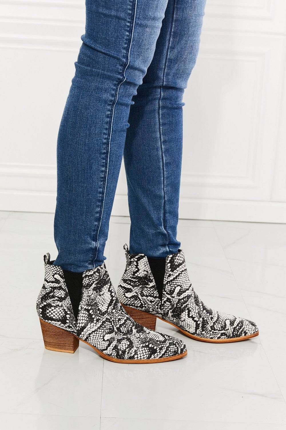 MMShoes Back At It Point Snakeskin Luxe Booties