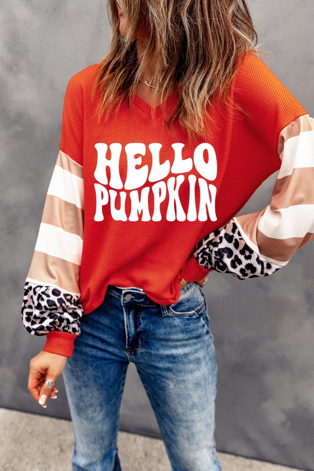 Hello Pumpkin Graphic Long Sleeve Top