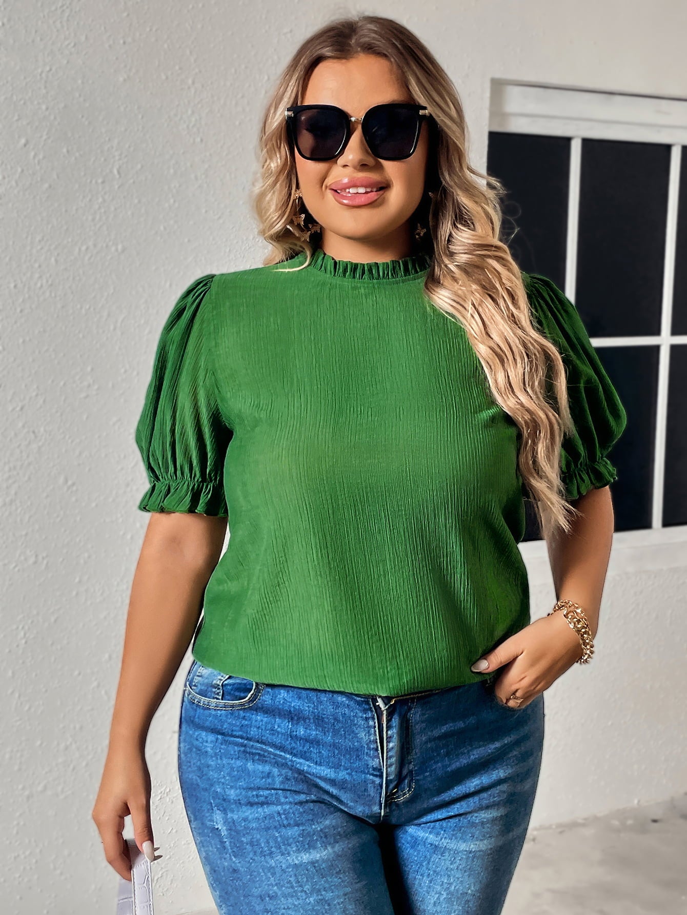 Honey Plus Size Flounce Sleeve Blouse