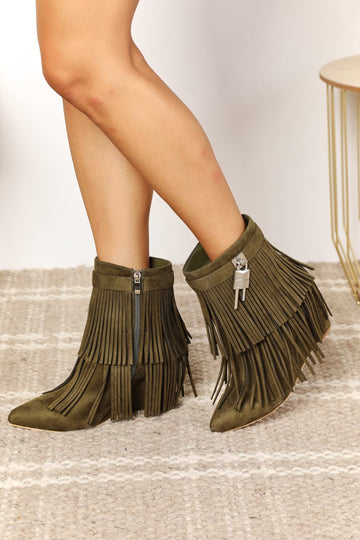 Tassel Wedge Heel Ankle Boots